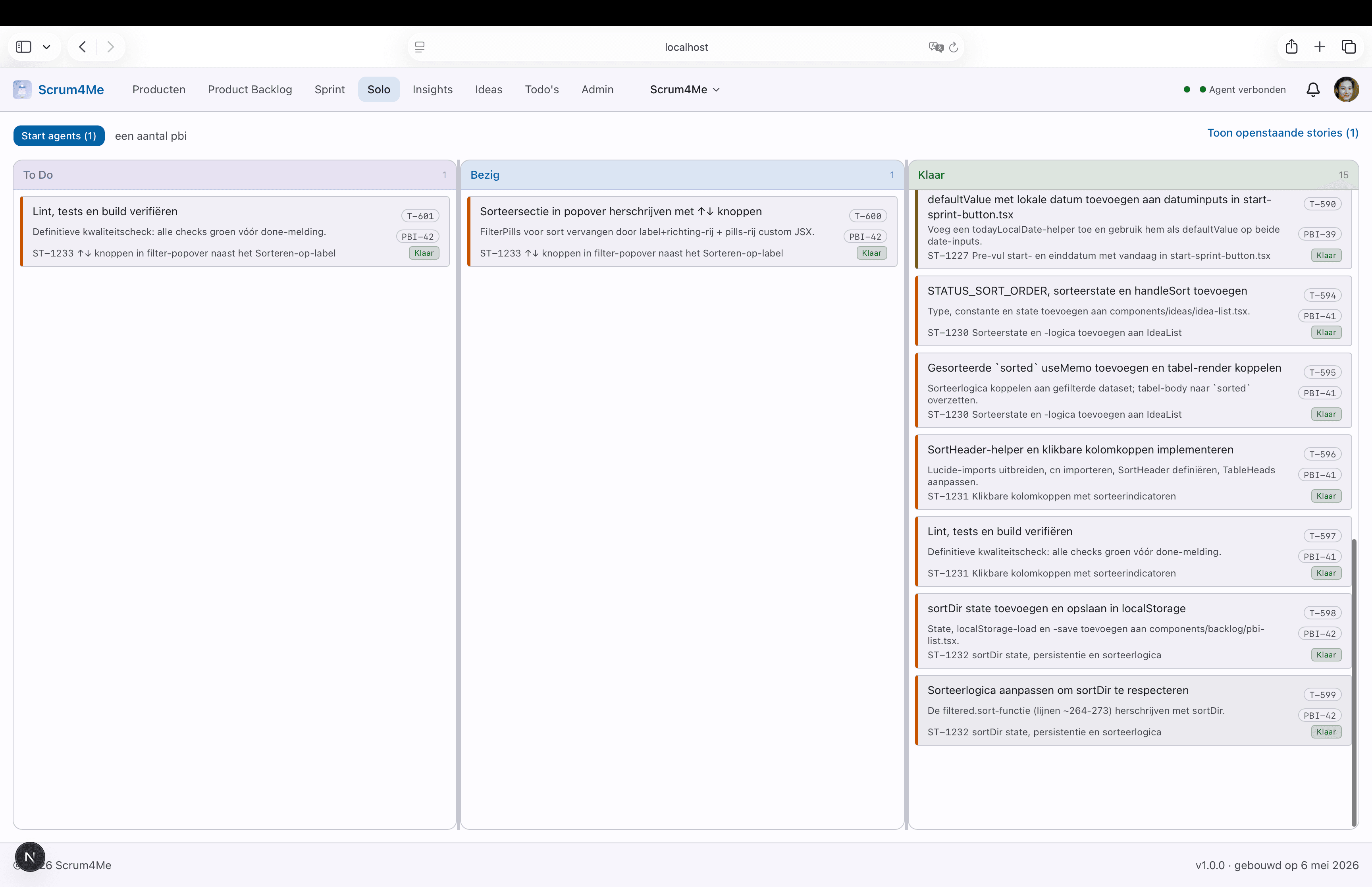 Solo Panel, a personal Kanban board with three status columns